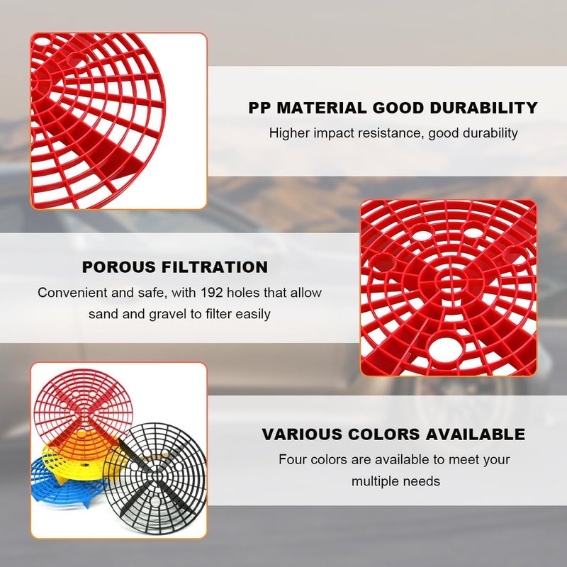 SHMZK 2 PCS Car Wash Bucket Inserts, Auto Detail Dirt Gaurd Buckets Filter Helps Remove Dirt Debris, Dirt Guard Insert Wash Filter Fits 12 Inch Diameter Bucket or 3-5 Gallon Buckets (Red) - Image 3